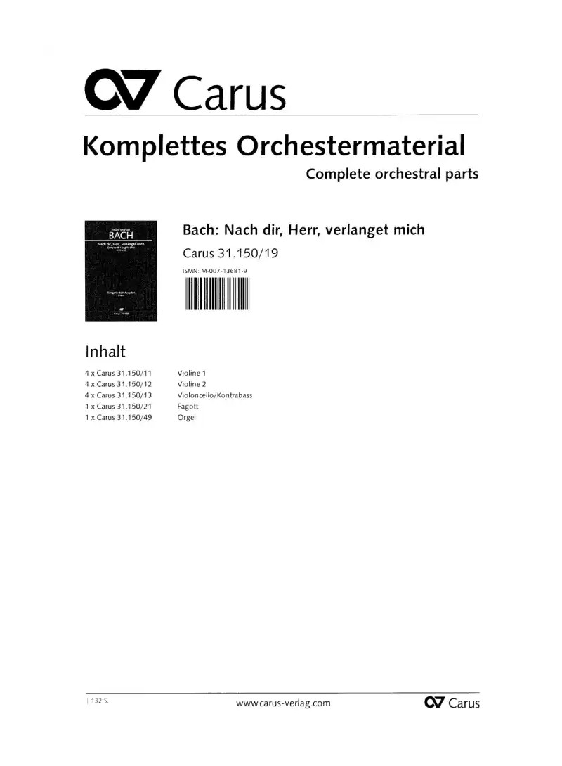 BACH J.S. - CANTATA - O mio Signore, ti desidero) BWV 150 - SET COMPLETO