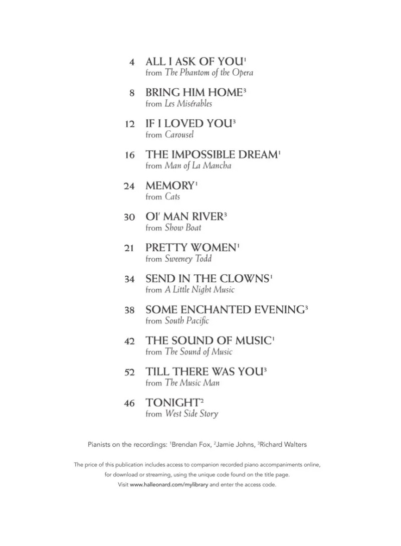 Broadway Songs for Classical Players