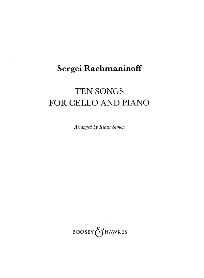 Ten Songs for Cello and Piano